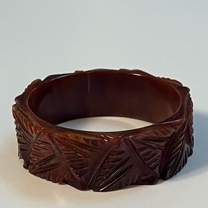 Brown carved Bakelite bangle